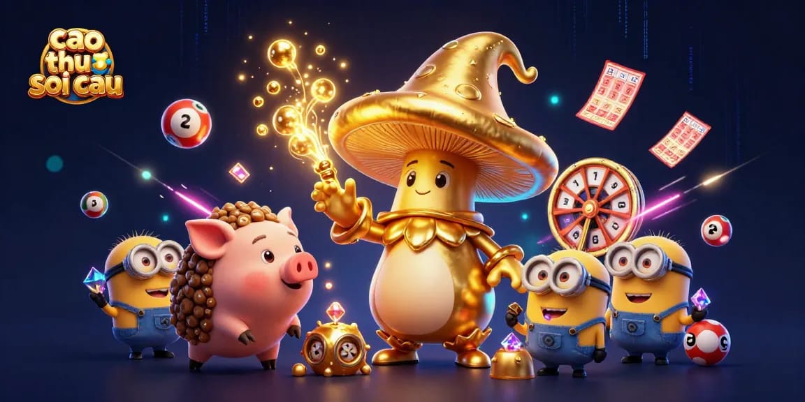Engage with cao thu soi cau through vibrant lottery balls and magical characters in this dynamic 3D illustration.
