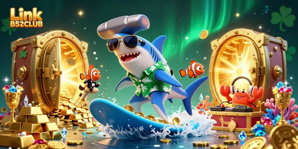 Experience the thrill of Link B52CLUB while exploring vibrant casino-themed underwater world