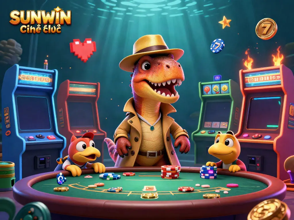 Experience the thrilling action at SUNWIN Chính thức, where dinosaurs play high-stakes blackjack.