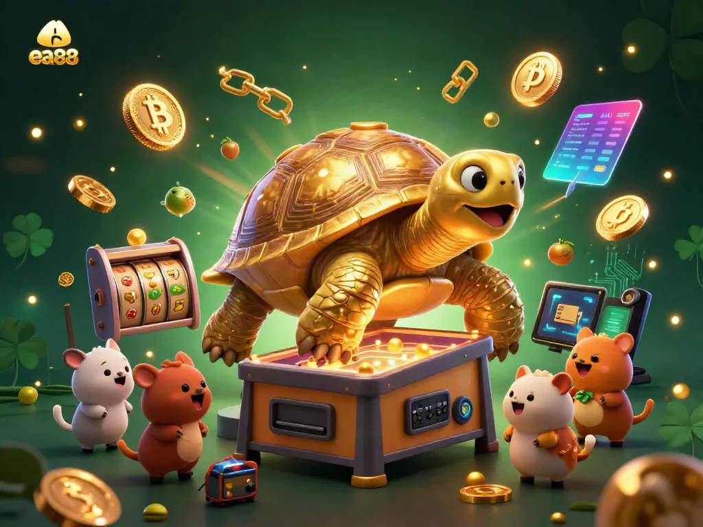 Engage with the thrilling ea88 slot experience, featuring a golden tortoise pinball machine and vibrant game elements.